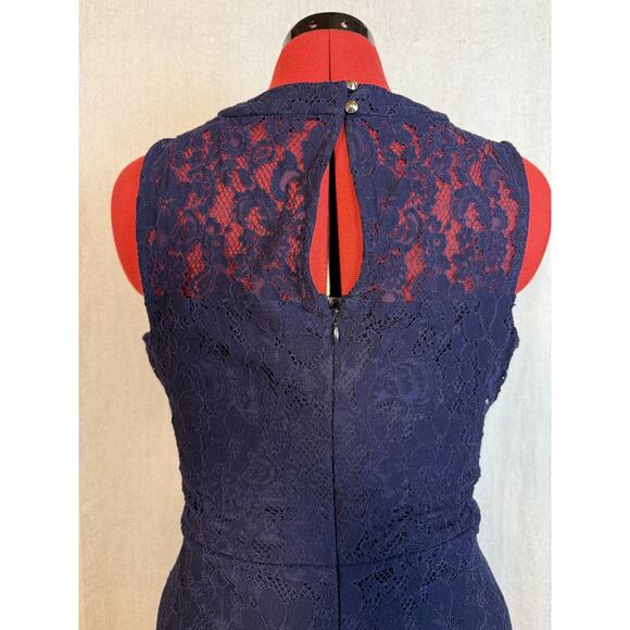 Guess Womens Navy Lace Shift Dress Size 8 Floral Embroidered Stretch Mini D669 - Picture 5 of 13